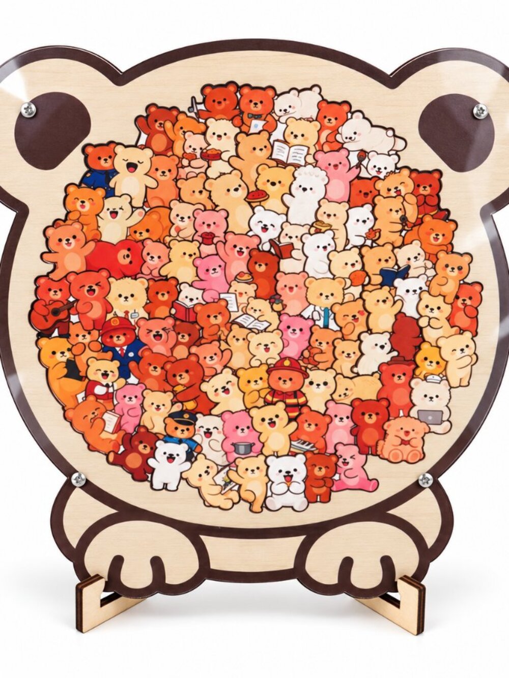 Bear Crowd Wooden Puzzle with Display Stand